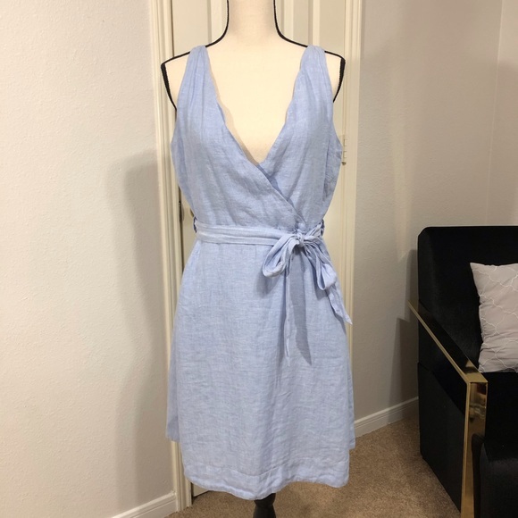 Tahari Dresses & Skirts - Tahari Faux Wrap Belted Linen  Midi Dress Size 6